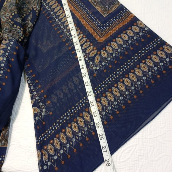 Venus Romper Womens Boho-Style Wrap Paisley Pattern Sheer Bell Sleeves Size XL - Picture 8 of 11